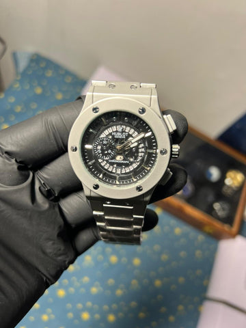Hublot Geneve | Matte Silver | Chronograph | Stainless Steel Bracelet